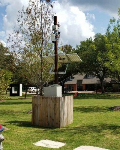 Solar Powered Pole Camera in Park - Thumb