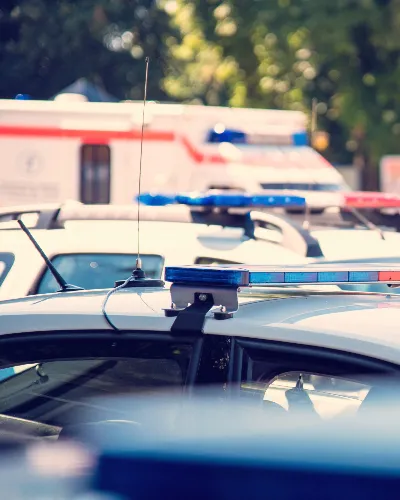 Row of Police Cars - Thumb