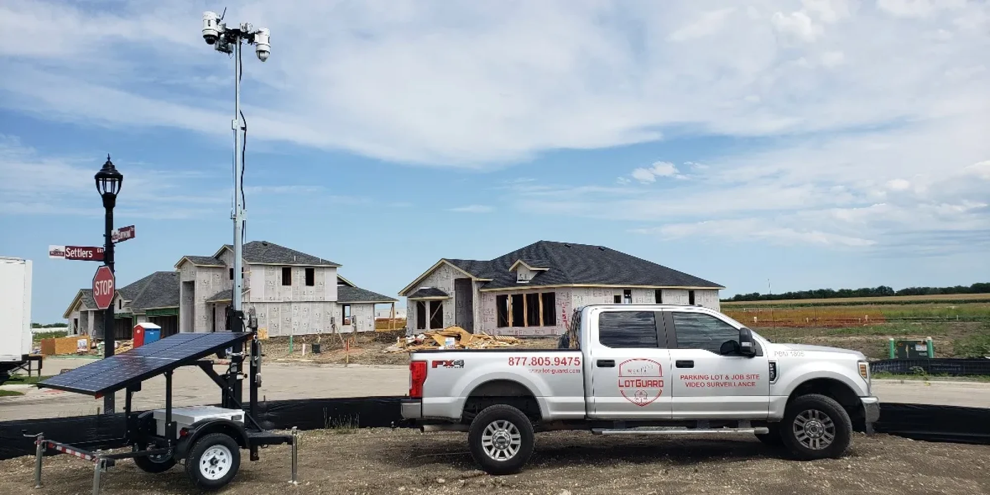 Surveillance Trailer and Truck at Jobsite