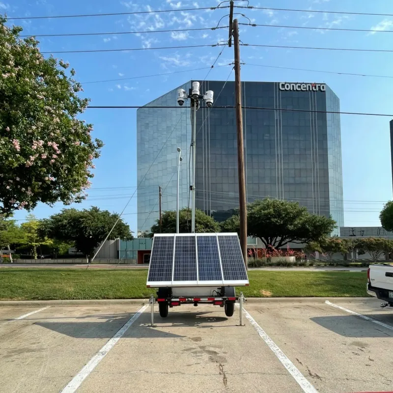 LotGuard Mobile Solar Surveillance Trailer at Parking Lot