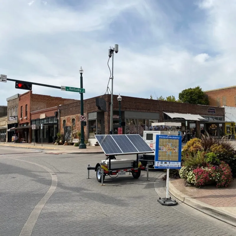 Mobile Solar Security and Surveillance Trailer at Public Event