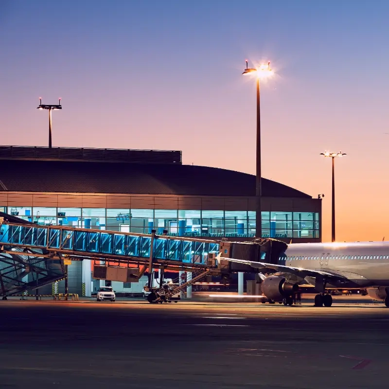 Airport terminal with Plane waiting to board