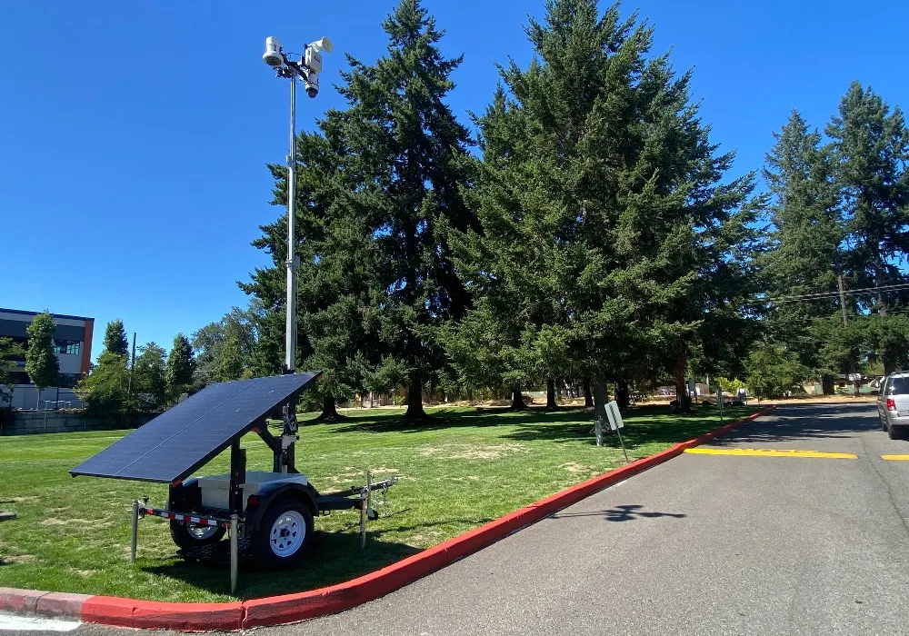 Surveillance Trailer by a Parking Lot