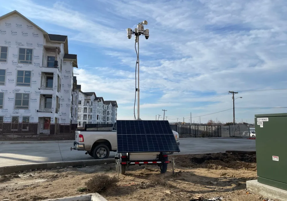 WCCTV Security Trailer and Pickup at Jobsite