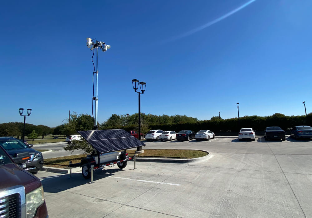 LotGuard Pro Solar Surveillance Trailer at Parking Lot
