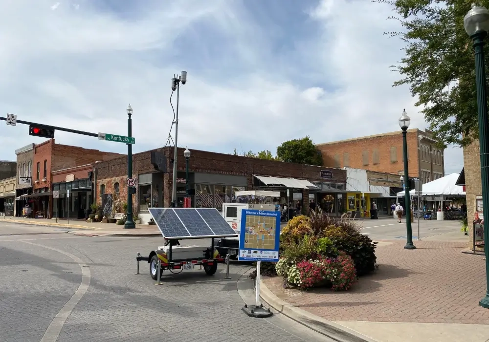 Trailer on the street corner helping law enforcement at an Oktoberfest Event