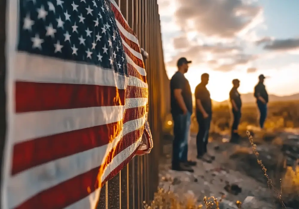 Officers at a border patrolling