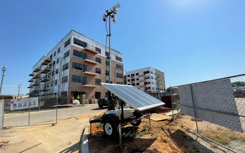 Surveillance Camera Trailer at Construction Site