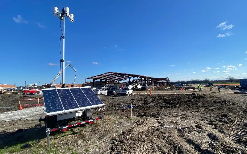 Mobile Surveillance Trailer at Construction Site